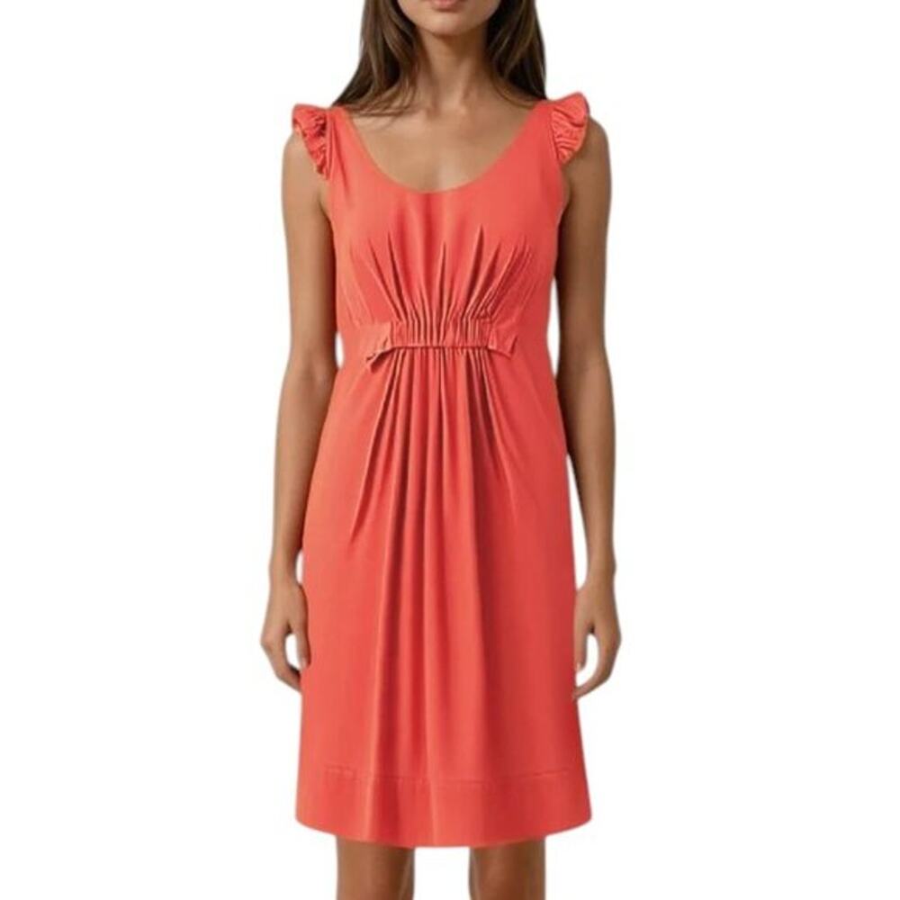 Stella McCartney Orange Silk Sleeveless Scoop Neck Shift Dress Size 42
